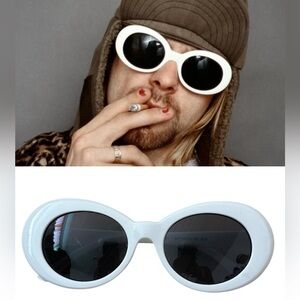 90s vintage White Oval Sunglasses